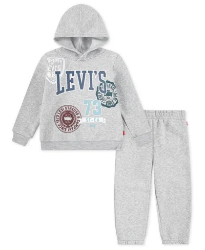 Levi's Babies' Boys Toddler 2t-4t 2 Piece Long Sleeves Hoodie And Joggers Set In Gray