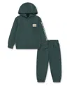 Levi's Boys Toddler 2t-4t 2 Piece Patch Long Sleeves Hoodie And Joggers Set In Green