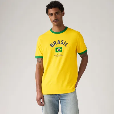 Levi's Men S Brazil Ringer T-shirt Yellow In White