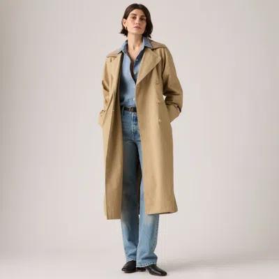 Levi's Bree Classic Long Trench Coat In Brown