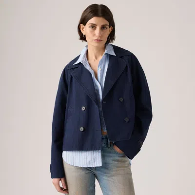 Levi's Bree Cropped Swing Trench Jacket In Blue