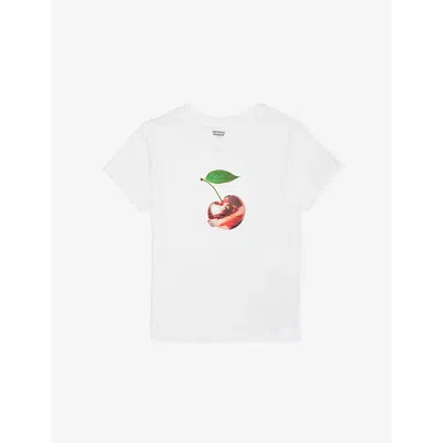 Levi's Kids' Bright White Disco Cherry Short-sleeve Cotton-blend T-shirt 10-16