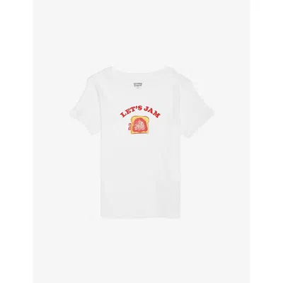 Levi's Kids' Bright White Let's Jam Brand-embroidered Cotton-blend T-shirt 10-16