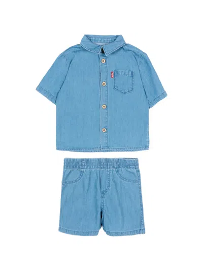Levi's Babies' Button Shirt And Shorts Set In Blue