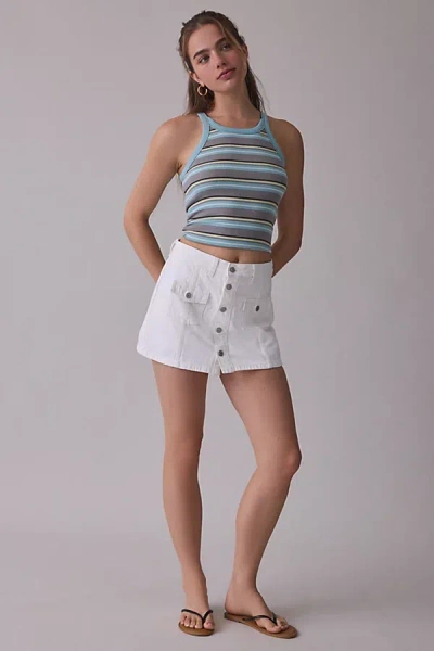 Levi's Button-front Denim Mini Skort In Tooth Fairy, Women's At Urban Outfitters In White