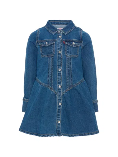 Levi's Kids' Button-up Long-sleeve Dress In Blue