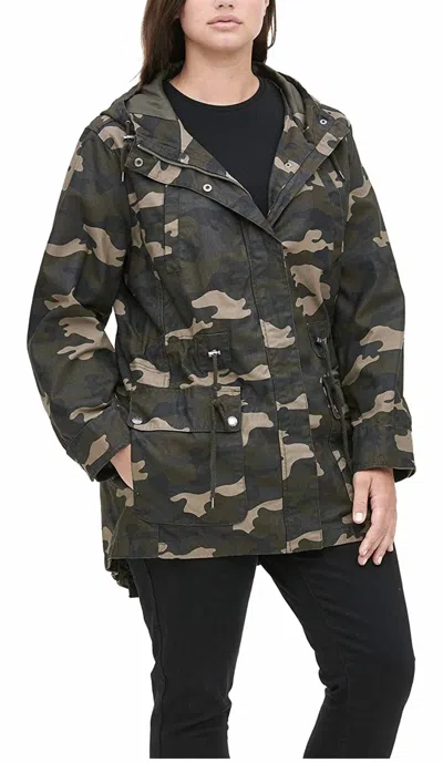 Levi's Camo Hooded Jacket In Brown/green