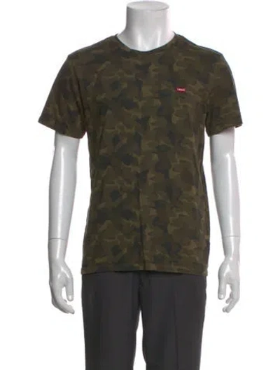 Pre-owned Levi's Camouflage Print Crew Neck T-shirt In Green