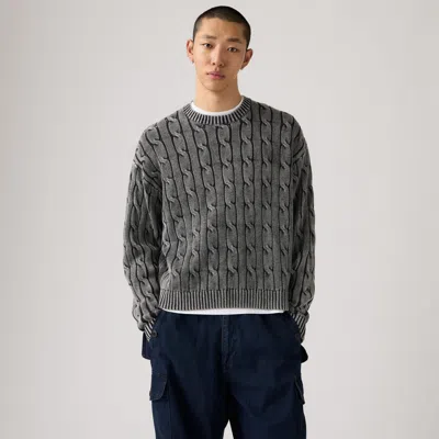 Levi's Carmel Cable Crewneck Sweater In Gray