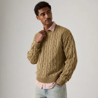 Levi's Carmel Cable Crewneck Sweater In Brown
