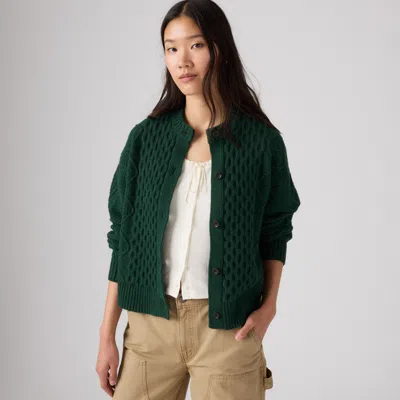 Levi's Charlotte Crewneck Cardigan In Green