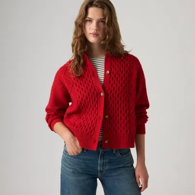 Levi's Charlotte Crewneck Cardigan In Red