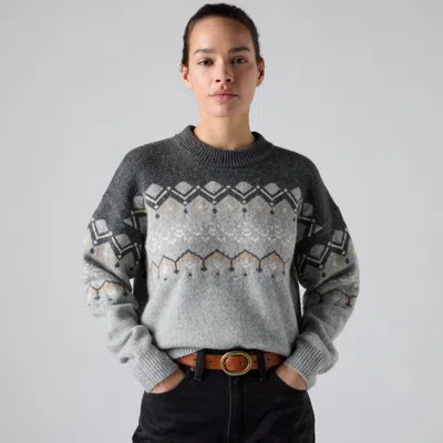 Levi's Charlotte Fairisle Crewneck Sweater In Gray