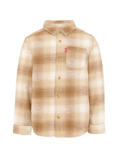 Levi's Kids' Check-print Flannel Shirt In Brown