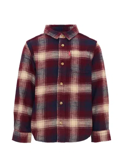 Levi's Kids' Check-print Flannel Shirt In Red