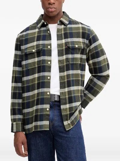 Levi's Check-print Pocket-detail Shirt In Green
