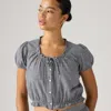 Levi's Plus Size Chiara Front Button Short-sleeve Blouse In Gray