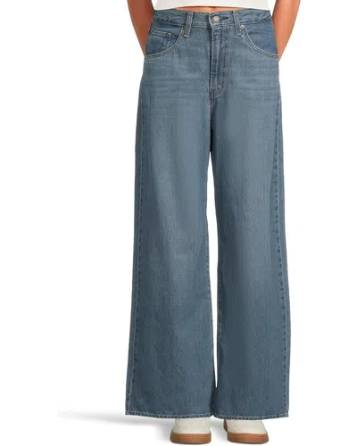 LEVI'S CINCH BAGGY JEANS WOMENS BLUE COTTON HIGH-RISE STRAIGHT LEG BUU546