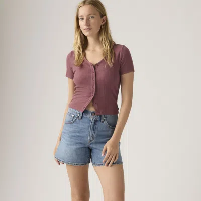Levi's Cinch Mid Thigh Shorts In Pink