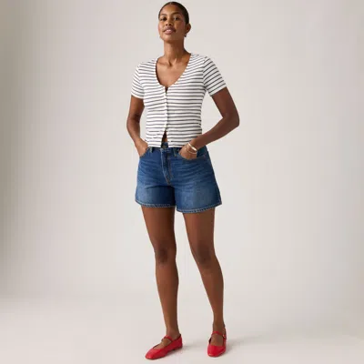 Levi's Cinch Mid Thigh Shorts In White