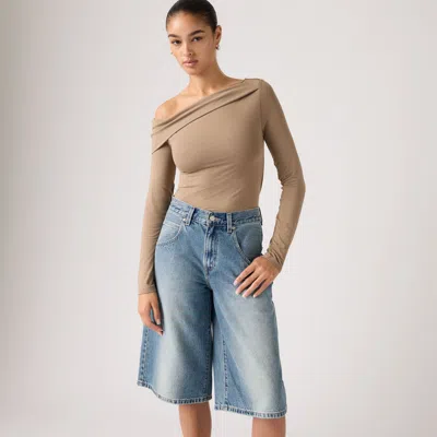 Levi's Clara Off Shoulder Long Sleeve Top In Brown
