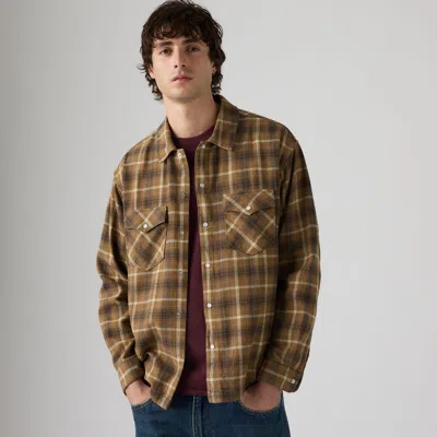 Levi's Classic Boxy Western Flannel Shirt In Brown