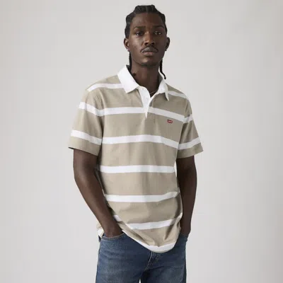 Levi's Classic Short-sleeve Rugby Shirt In Geoff Stripe Vintage Khaki