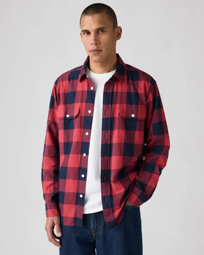 LEVI'S CLASSIC WORKER OVERSHIRT MEN'S RED COTTON TWILL BUTTON UP JAX1860