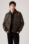 Levi's Clayton Leather Aviator Jacket In Brown