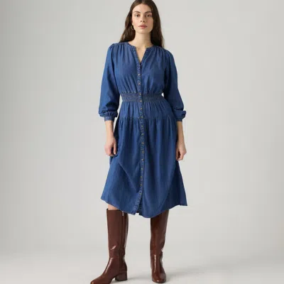 Levi's Clementine 3/4 Sleeve Midi Dress In Blue