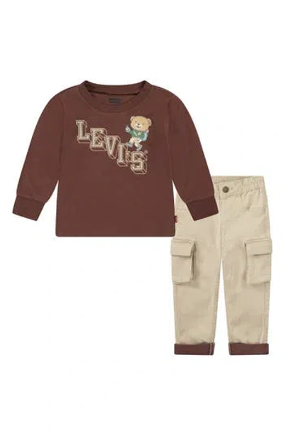 Levi's® Babies'  Climbing Long Sleeve T-shirt & Cargo Pants In Multi