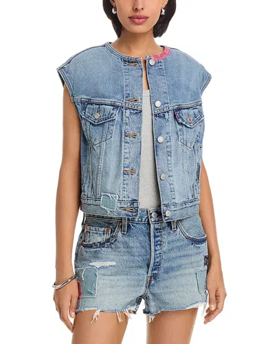 Levi's Collarless Shrunken 90's Vest In Blue