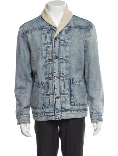 Pre-owned Levi's Colorblock Pattern Denim Jacket In Blue