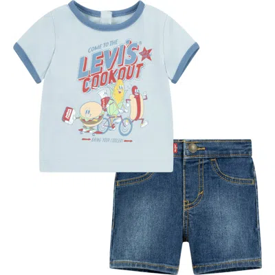 Levi's ® Cookout Ringer T-shirt & Shorts Set In Niagra