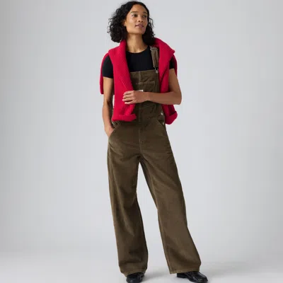 Levi's Corduroy Baggy Overalls In Green