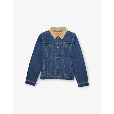 Levi's Kids' Blue Corduroy-collar Quilted Denim Jacket 10-16