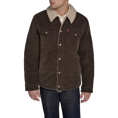 Levi's® Corduroy Faux Shearling Lined Trucker Jacket In Brown