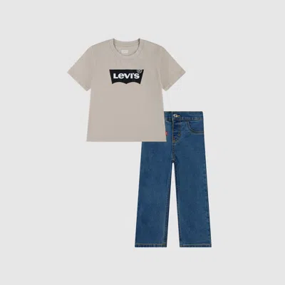 Levi's Core Tee & Denim Pants Set Toddler Boys 2t-4t T-shirt 2t In Pumice Stone