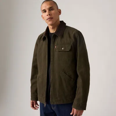 Levi's Cotton Canvas Depot Jacket With Blanket Lining In Green