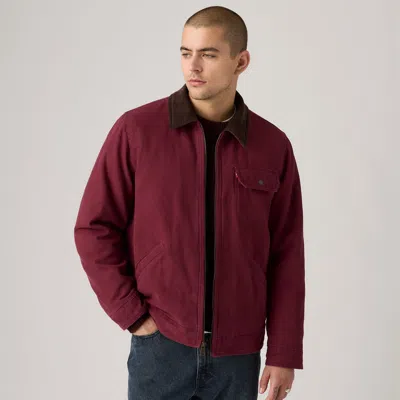 Levi's Cotton Canvas Depot Jacket With Blanket Lining In Red