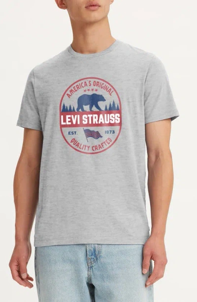 Levi's® Cotton Crewneck Graphic T-shirt In State Bear Heather Grey