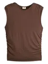 Levi's Crew-neck Gathered Tank Top In Brown