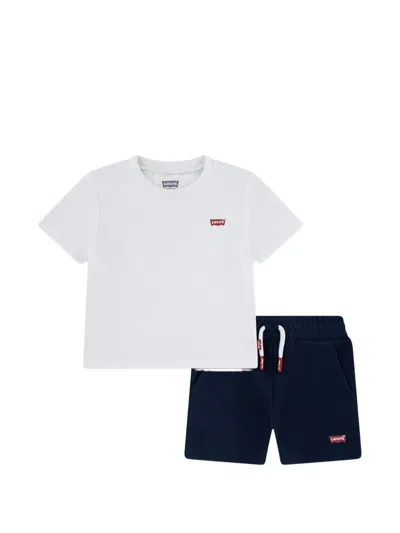 Levi's Babies' Crew-neck Logo-detail Shorts Set (set Of Two) In White