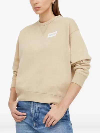 Levi's Crew-neck Logo-print Sweatshirt In Neutral
