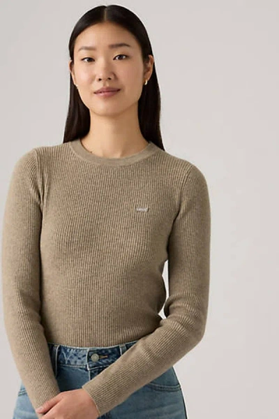 Levi's Crewneck Rib Sweater In Brown