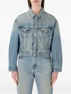 Levi's Cropped Denim Jacket With Button-up Front And Rhinestone Embellishments In Blue