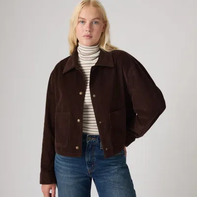 Levi's Cropped Chore Coat In Red