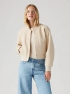 Levi's Cropped Varsity Bomber Jacket In Cream Boucle