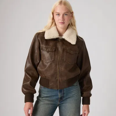 Levi's Cropped Western Bomber Jacket In Brown