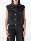 Levi's Womens Black 90s Shrunken Rhinestone-embellished Denim Trucker Vest Xs In Black
